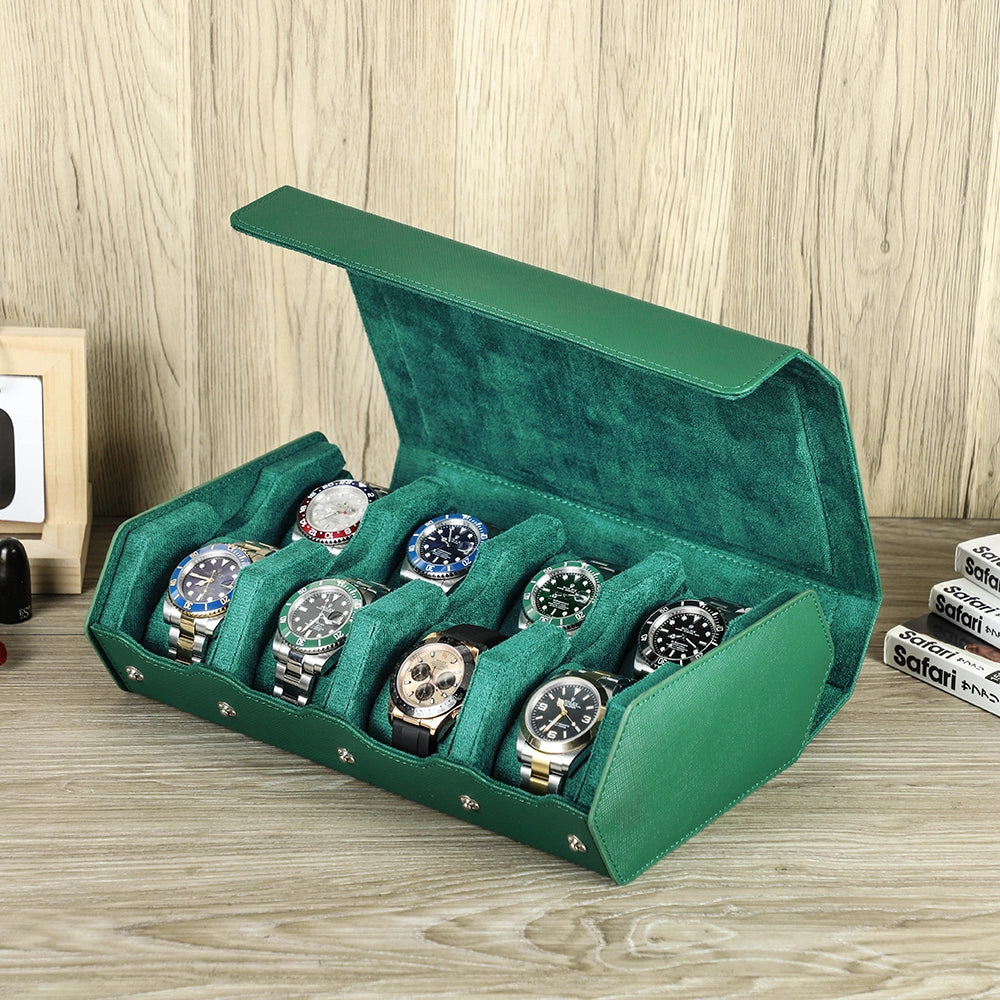 Saffiano Leather Watch Case For 8 Watches