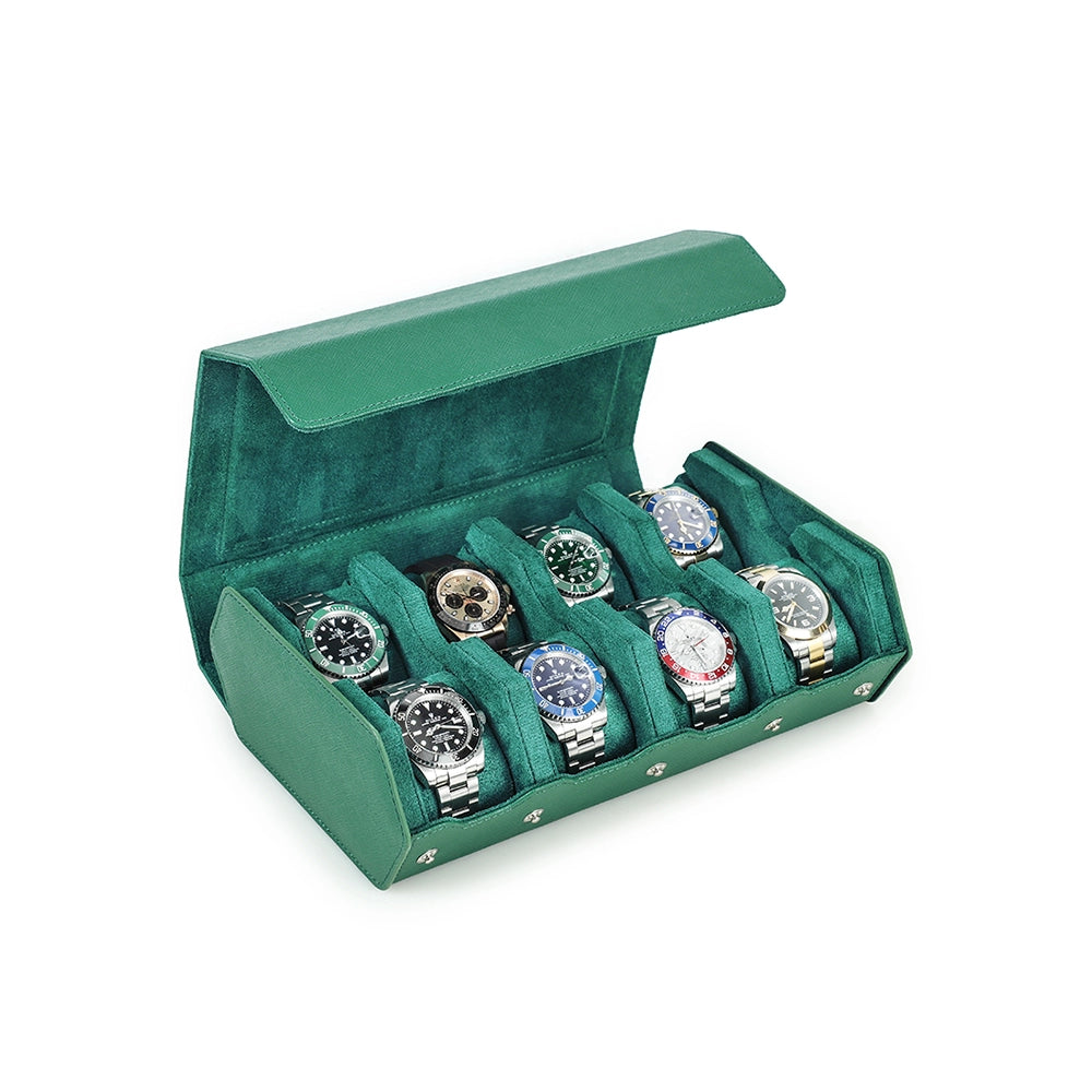 Saffiano Leather Watch Case For 8 Watches