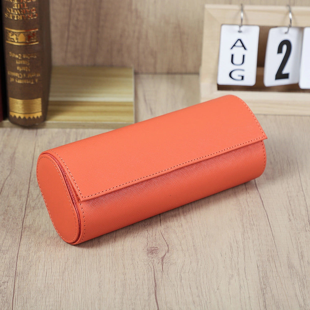 Saffiano Leather Watch Case For 3 Watches