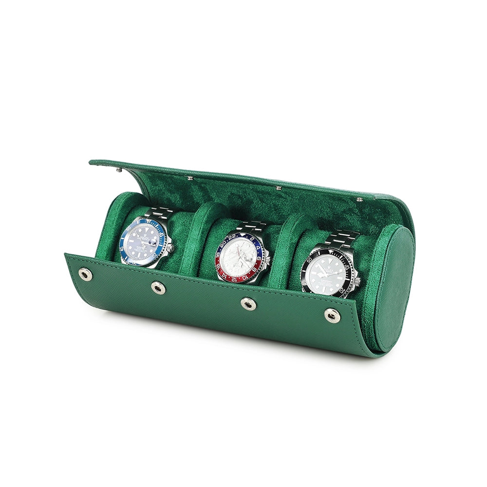 Saffiano Leather Watch Case For 3 Watches
