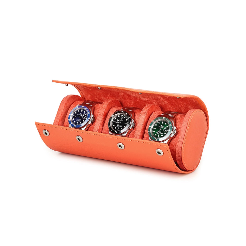 Saffiano Leather Watch Case For 3 Watches
