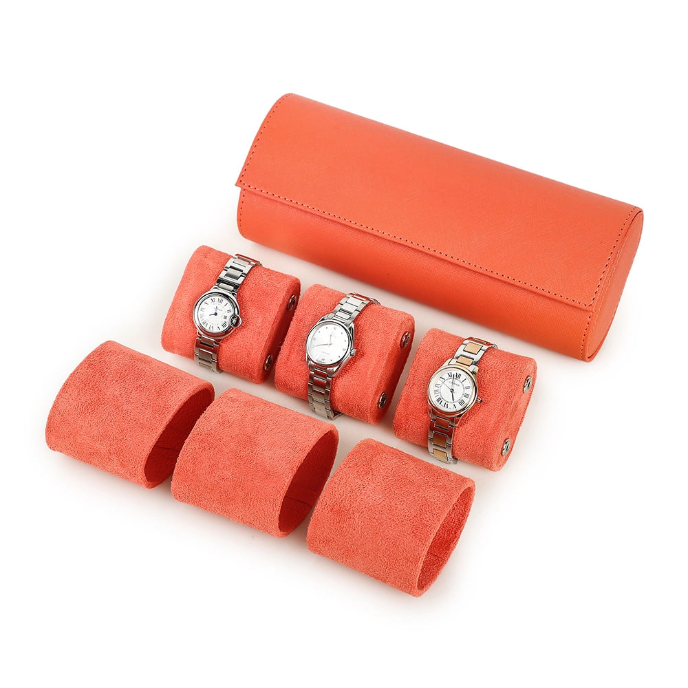 Saffiano Leather Watch Case For 3 Watches