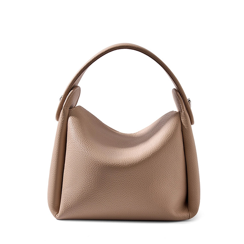 Pebbled Leather Crossbody Bag With Top Handle