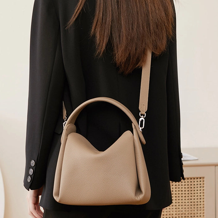 Pebbled Leather Crossbody Bag With Top Handle