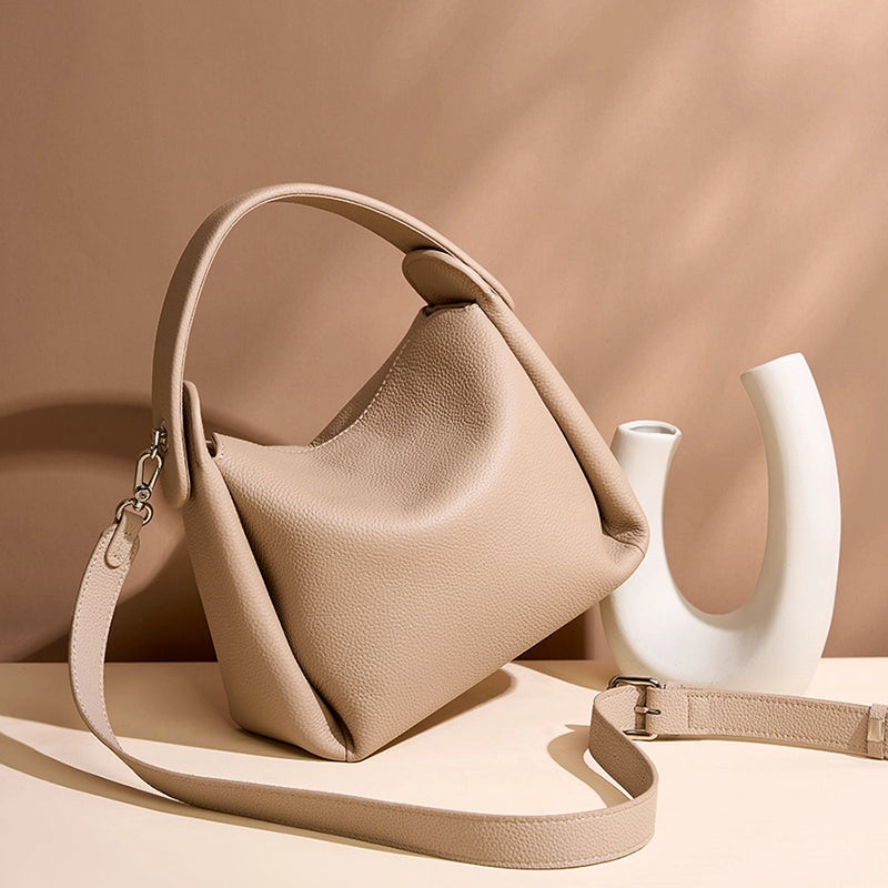 Pebbled Leather Crossbody Bag With Top Handle