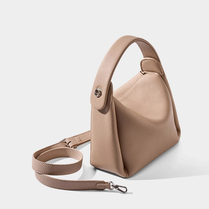Pebbled Leather Crossbody Bag With Top Handle