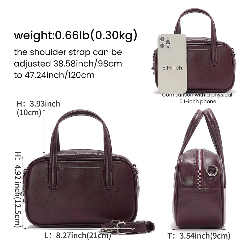 Women's Leather Compact Dome Satchel