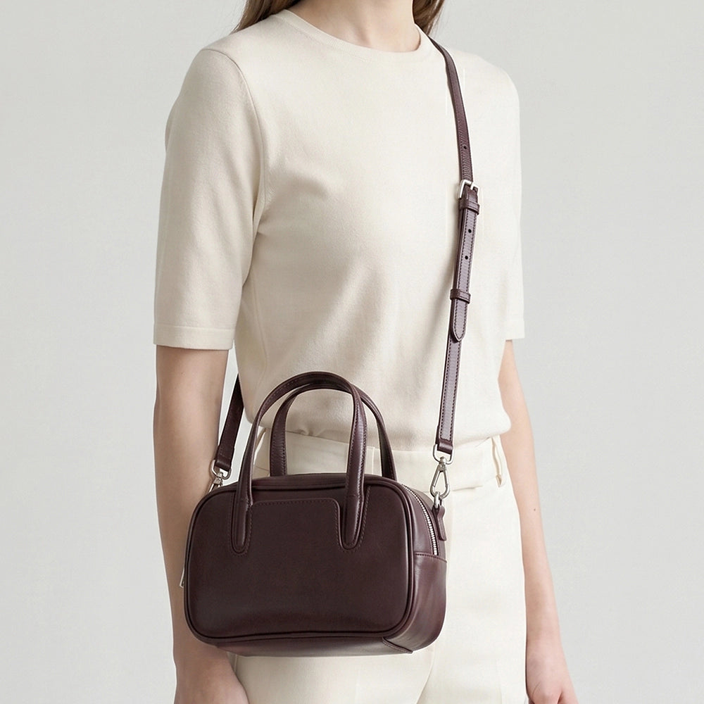 Women's Leather Compact Dome Satchel