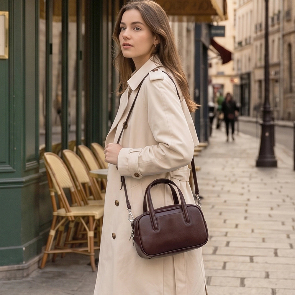 Women's Leather Compact Dome Satchel