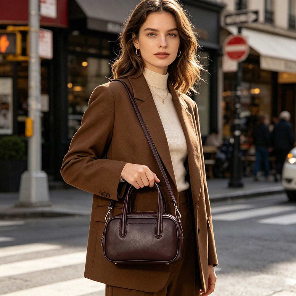 Women's Leather Compact Dome Satchel