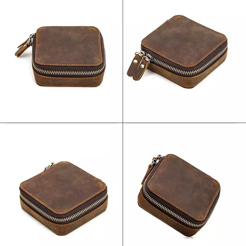 Small Leather Travel Jewelry Case