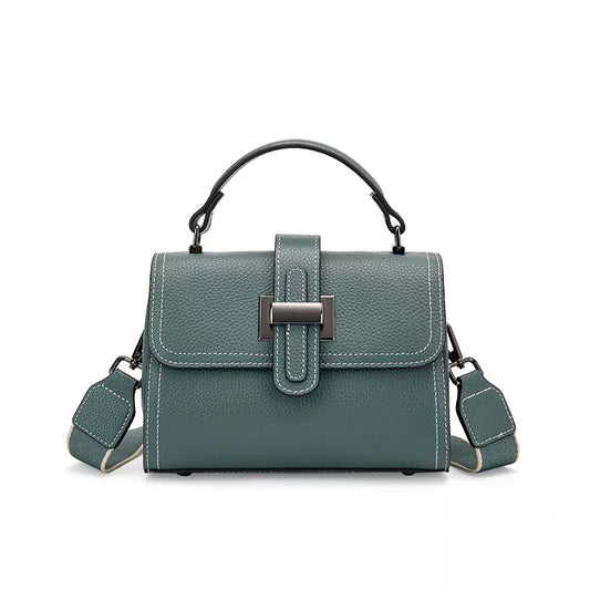 Pebbled Leather Satchel Top Handle Bag