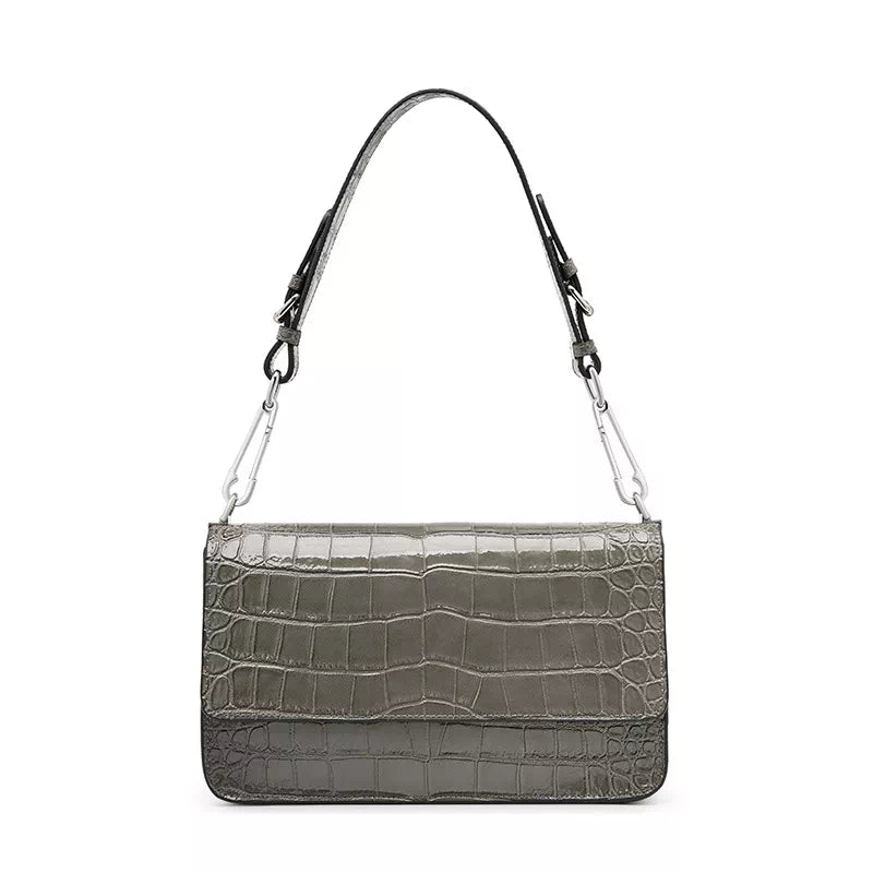 Square Chain Crocodile Pattern Leather Shoulder Bag